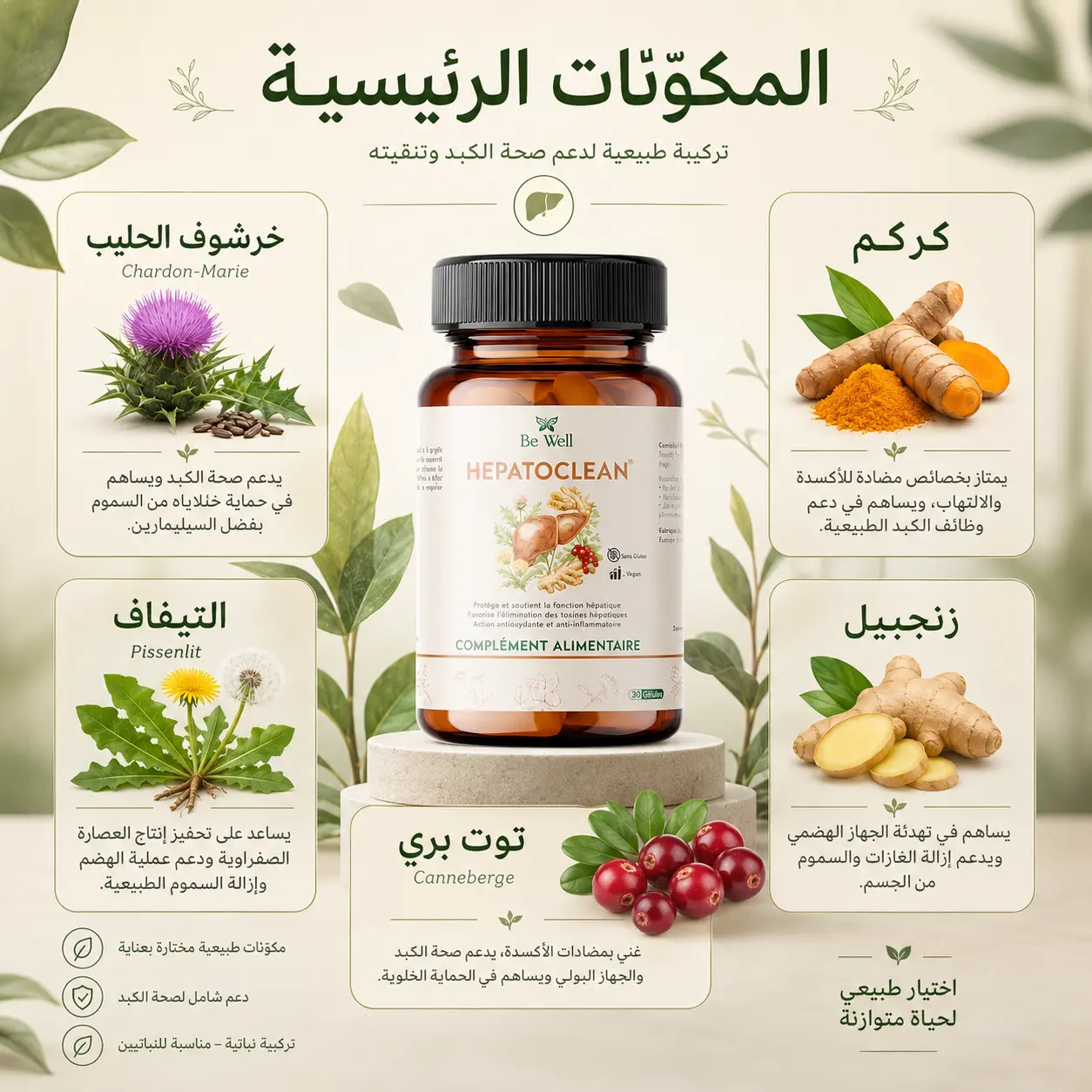 المكونات الرئيسية في HEPATOCLEAN